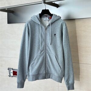 Ami Heather Gray Zip-Up Hoodie